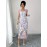 Women's Elegant Floral Print Off-Shoulder Sleeveless A-Line Maxi Dress with Adjustable Waist Tie - Lavender & Pastel Purple, Machine Washable Lightweight Formal & Semi-Formal Dress for Weddings, Parties, Vacations, Casual Attire