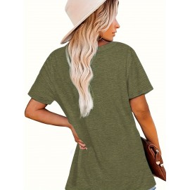 [Funny Sheep | Casual] Olive Green Funny Sheep Print | Women's Casual Crew Neck T-Shirt | 60% Polyester 35% Rayon 5% Spandex Knit Fabric, All-Season Animal Pattern Tee, 180gsm